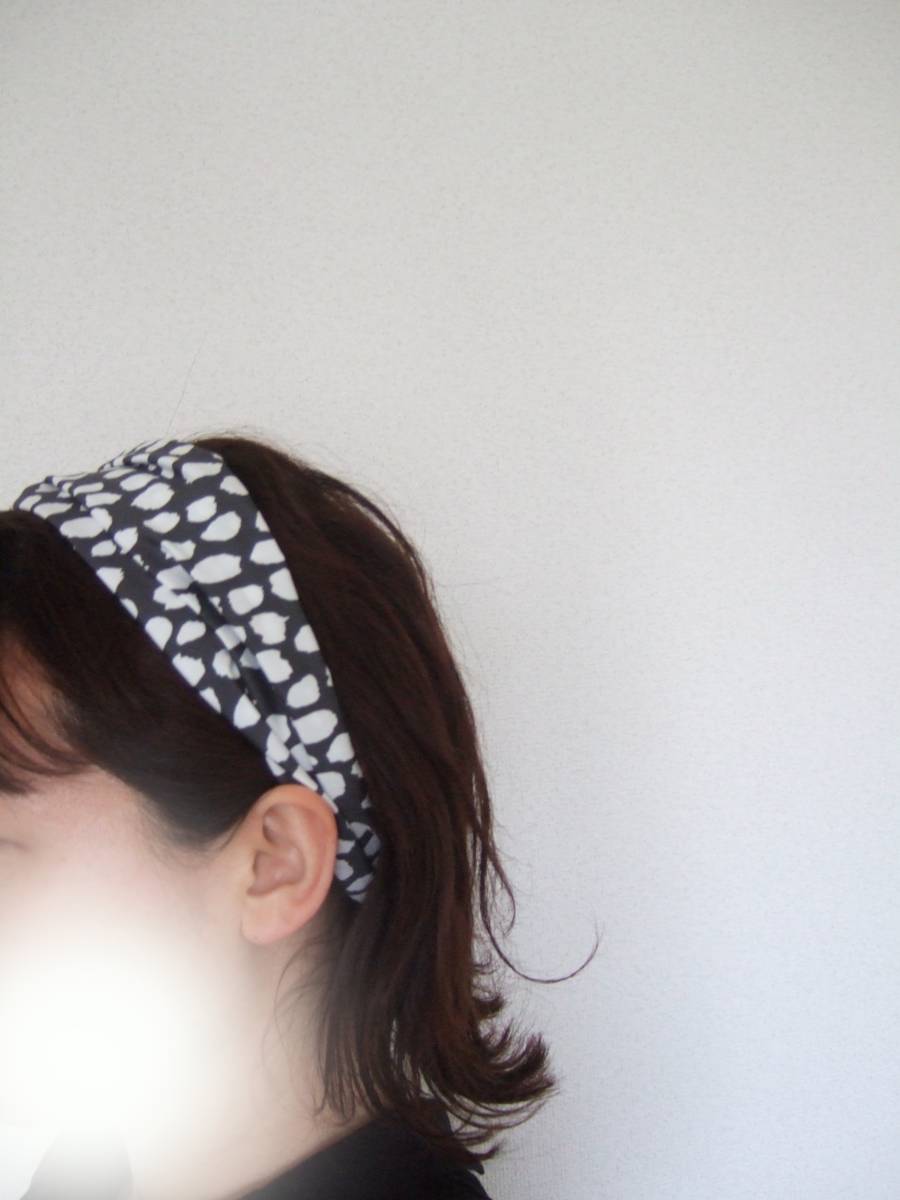 ★即決★ハンドメイド 大人かわいいヒョウ柄風グレー ゆるターバン***ヘアバンド アクセントに アウトドア おうち仕事にも拍卖