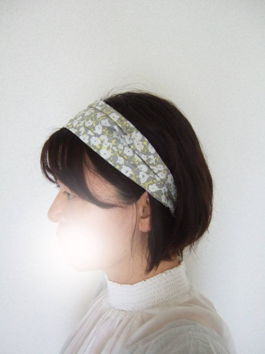★即決★ハンドメイド 大人花柄 綿ローンのゆるターバン****ヘアバンド 薄手でノンストレス 春コーデのアクセントに拍卖