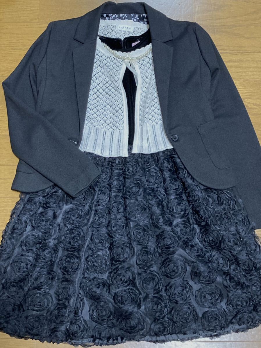 ★美品★フォーマルセットアップ3点セット サイズ140〜150 フォーマル 冠婚葬祭 卒業式 発表会拍卖