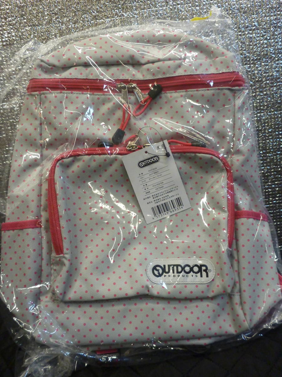 ■大阪 堺市 引き取り歓迎!■OUTDOOR OUT-0229 DOT GREY 水玉 ピンク バックパック 定番 子供 小学生 祝い リュック 人気■拍卖