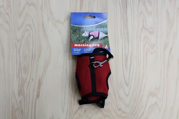 「byn-a2」 ペット ハーネス リード うさぎ フェレット モルモット 調節可能 遊び 運動 散歩レッド S拍卖