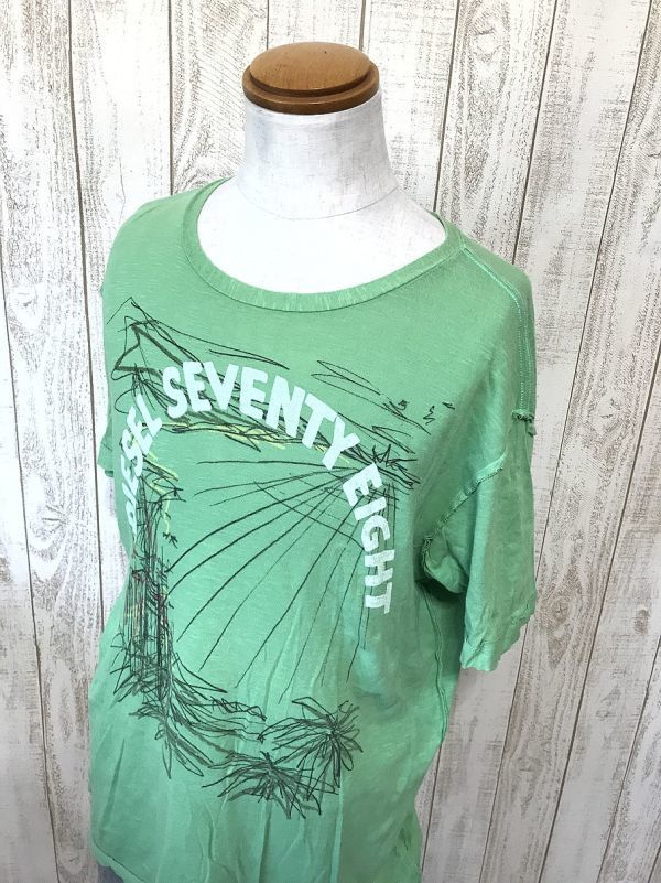 お勧め・【ロゴTシャツ】DIESEL ディーゼル SEVENTY EIGHT Tシャツ XL 黄緑 ヴィンテージ拍卖