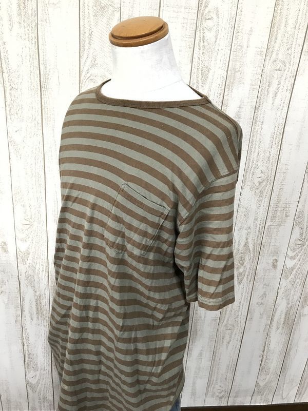 お勧め・【ポケT】STUSSY ステューシー ボーダー胸ポケットTシャツ M 茶拍卖