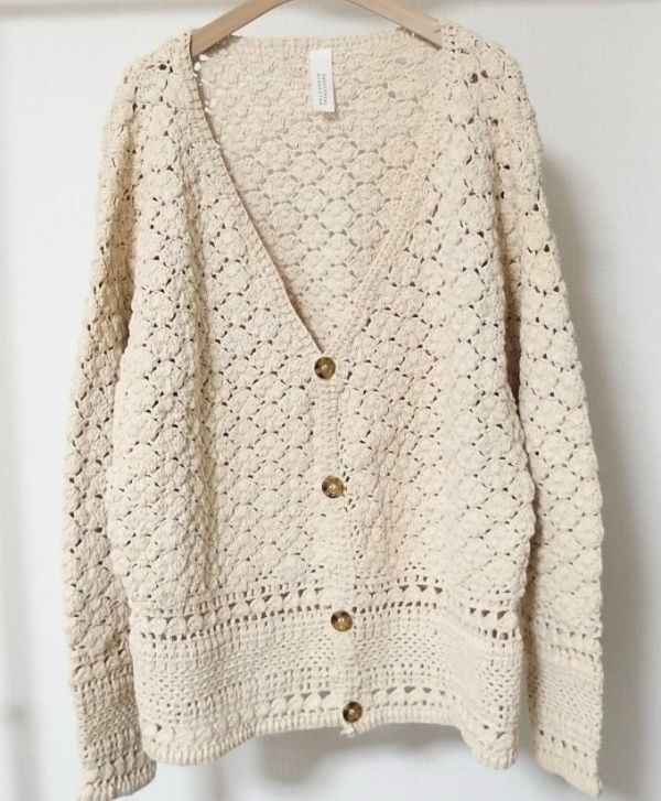 Niche. ニッチ Crochet Cardigan ハンドメイド コットン ニット カーディガン拍卖