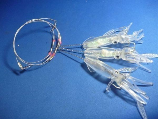 288 タチウオサビキ、太刀魚サビキ イカベイト10個+ワイヤー仕掛け(3連3本)+5本バリ10個のセットのおまけつき@拍卖