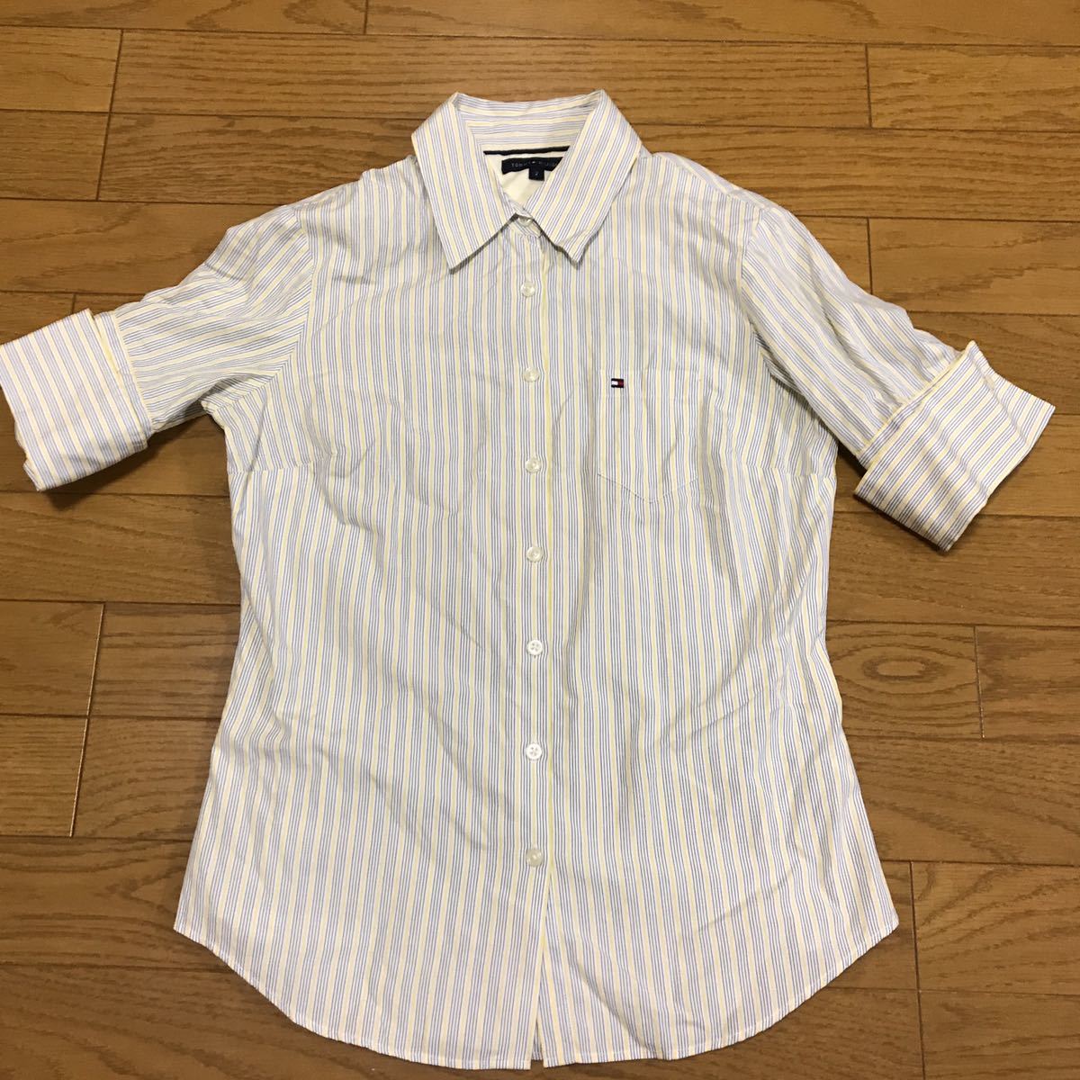 送料無料■TOMMY HILFIGER トミーヒルフィガー ストライプ 半袖シャツ サイズ2拍卖