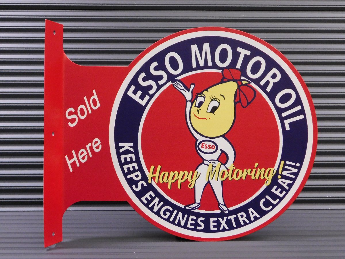【ESSO GIRL・エッソガール】※《フランジメタルサイン・両面プリント》 アメリカン雑貨 ブリキ看板 ガレージ拍卖