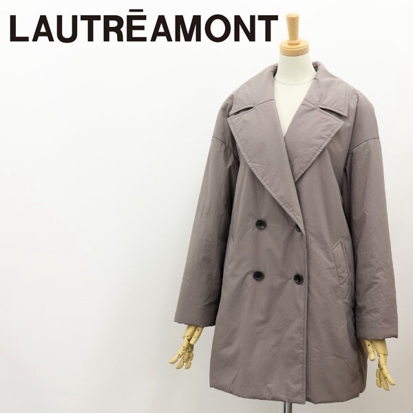 ◆LAUTREAMONT ロートレアモン 中綿 ダブル ハーフ コート グレー系 38拍卖