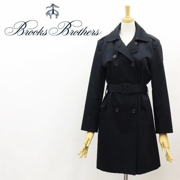 ◆BROOKS BROTHERS ブルックスブラザーズ ウエストベルト ストレッチ コットン トレンチ コート 黒 ブラック 2拍卖