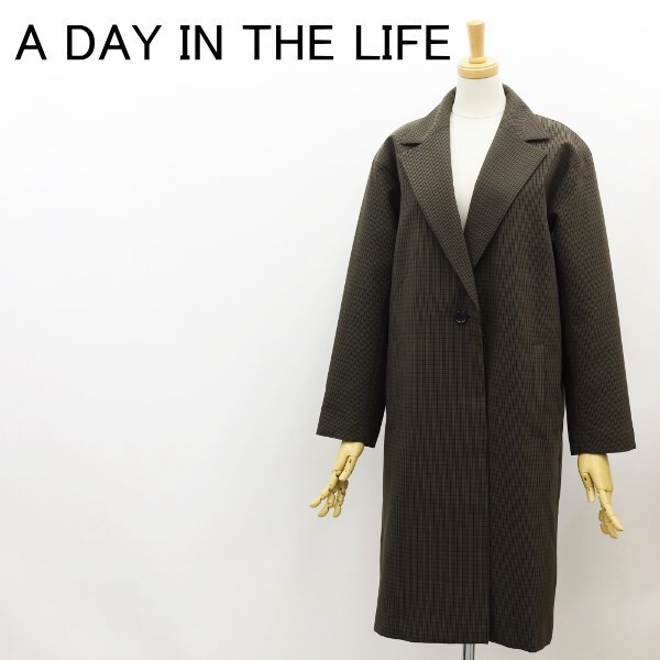 ◆A DAY IN THE LIFE UNITED ARROWS ユナイテッドアローズ ストレッチ チェック柄 チェスター コート 38拍卖