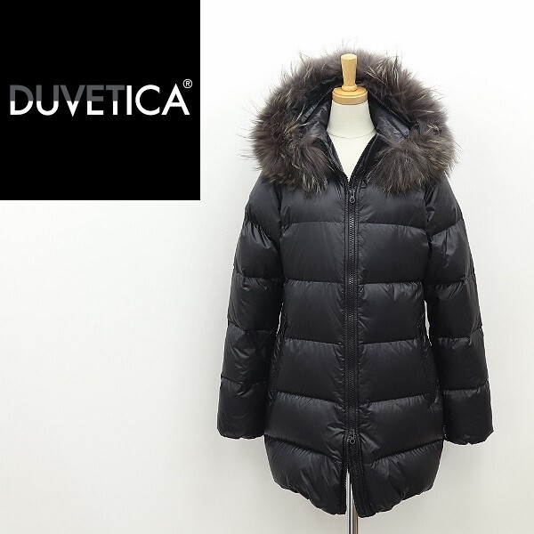 美品◆DUVETICA デュベティカ KAPPADUE ラクーンファー付 フーデッド Wジップ ダウン コート 黒 ブラック 42拍卖