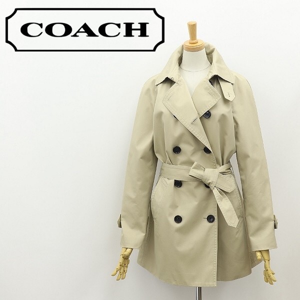 ◆COACH コーチ 裏地シグネチャー柄 スプリング トレンチ コート ベージュ S拍卖