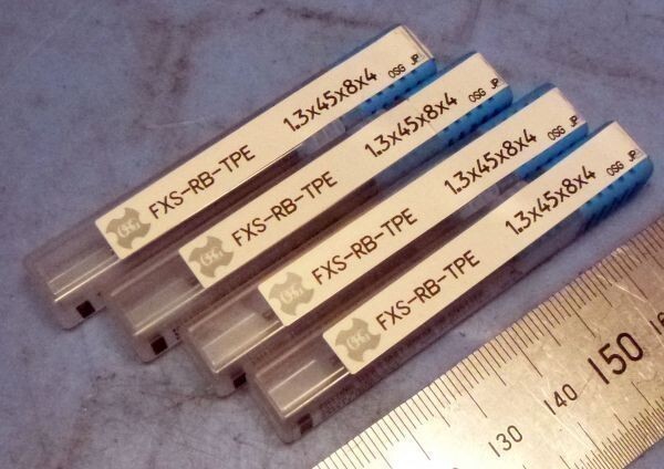 E259 リブ溝用 テーパエンド形 エンドミル OSG FXS-RB-TPE 1.3mm ×1° 4本セット 置古し未使用品!拍卖