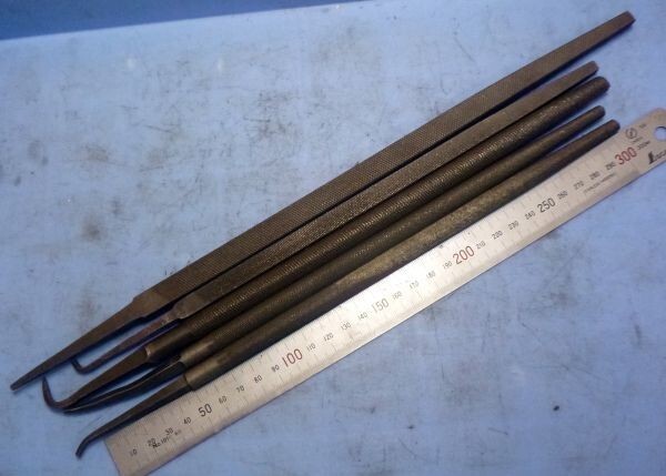 K737 鉄鋼ヤスリ 丸 四角 全長 5本セット 中古拍卖