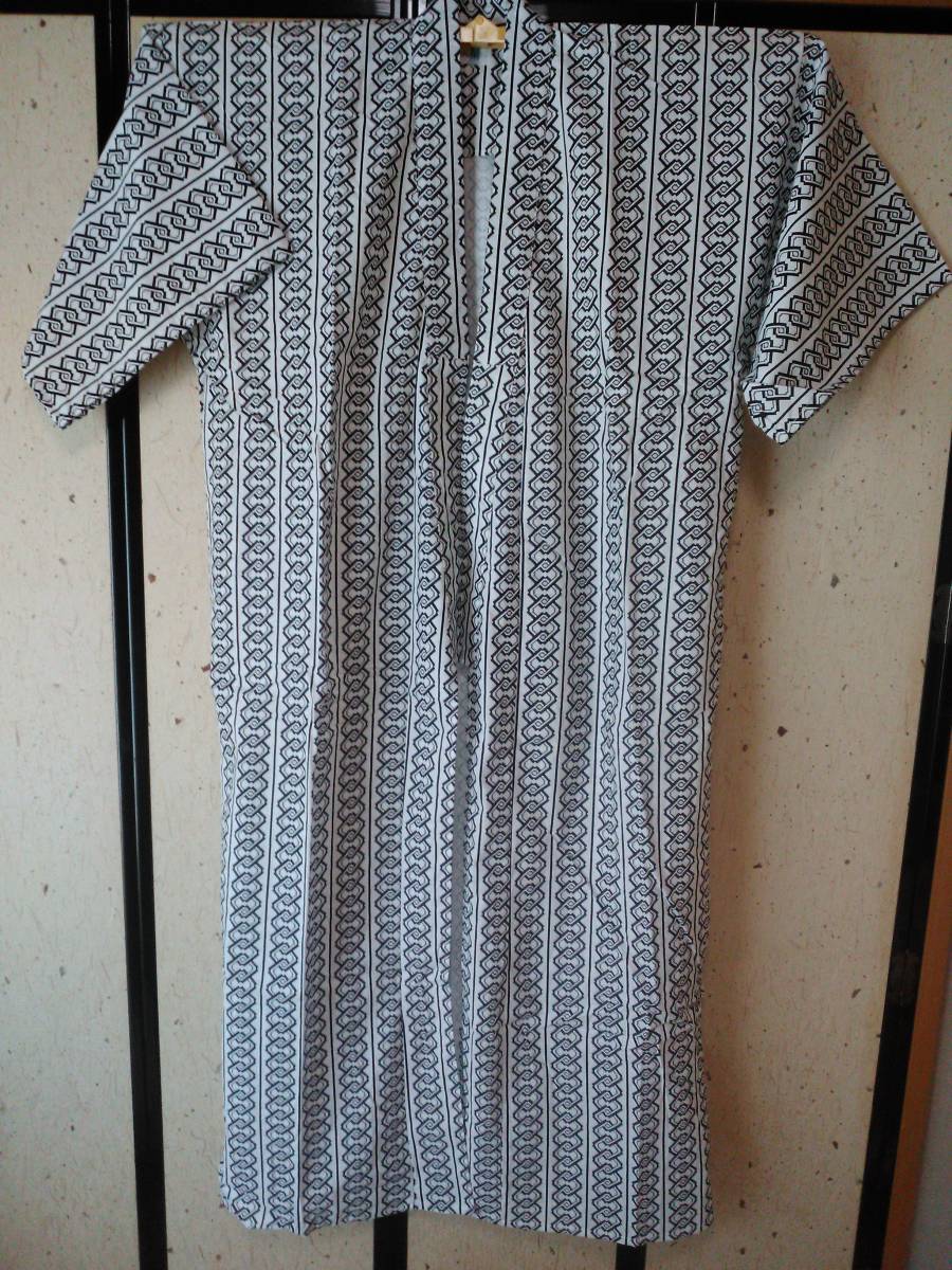 新品 旅館 ホテルの寝巻き浴衣(吉原つなぎ・白紺)M■送600拍卖