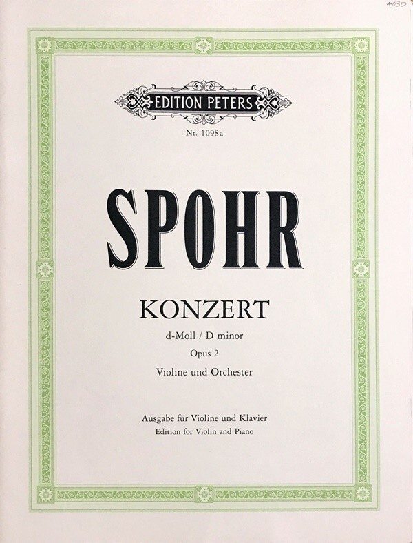シュポーア ヴァイオリン協奏曲 第2番 ニ短調 Op.2 (ヴァイオリン+ピアノ) 輸入楽譜 Spohr Konzert in d-Moll Op.2 洋書拍卖