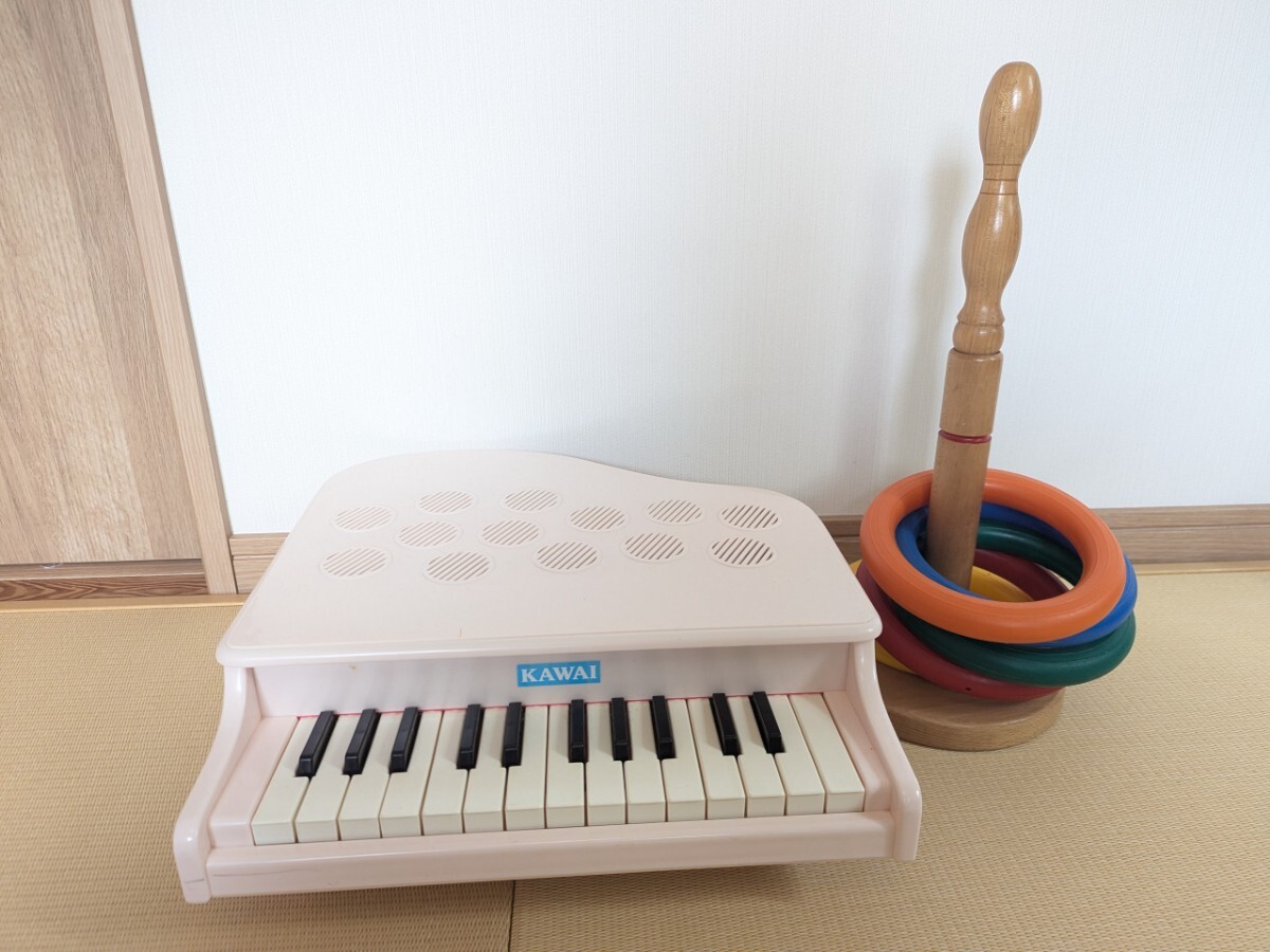 g3861 カワイ KAWAI ミニピアノ ミキハウス 輪投げ(根本グラつき有) 知育玩具 セット まとめ 楽器 動作確認清掃済【飛脚便80】拍卖