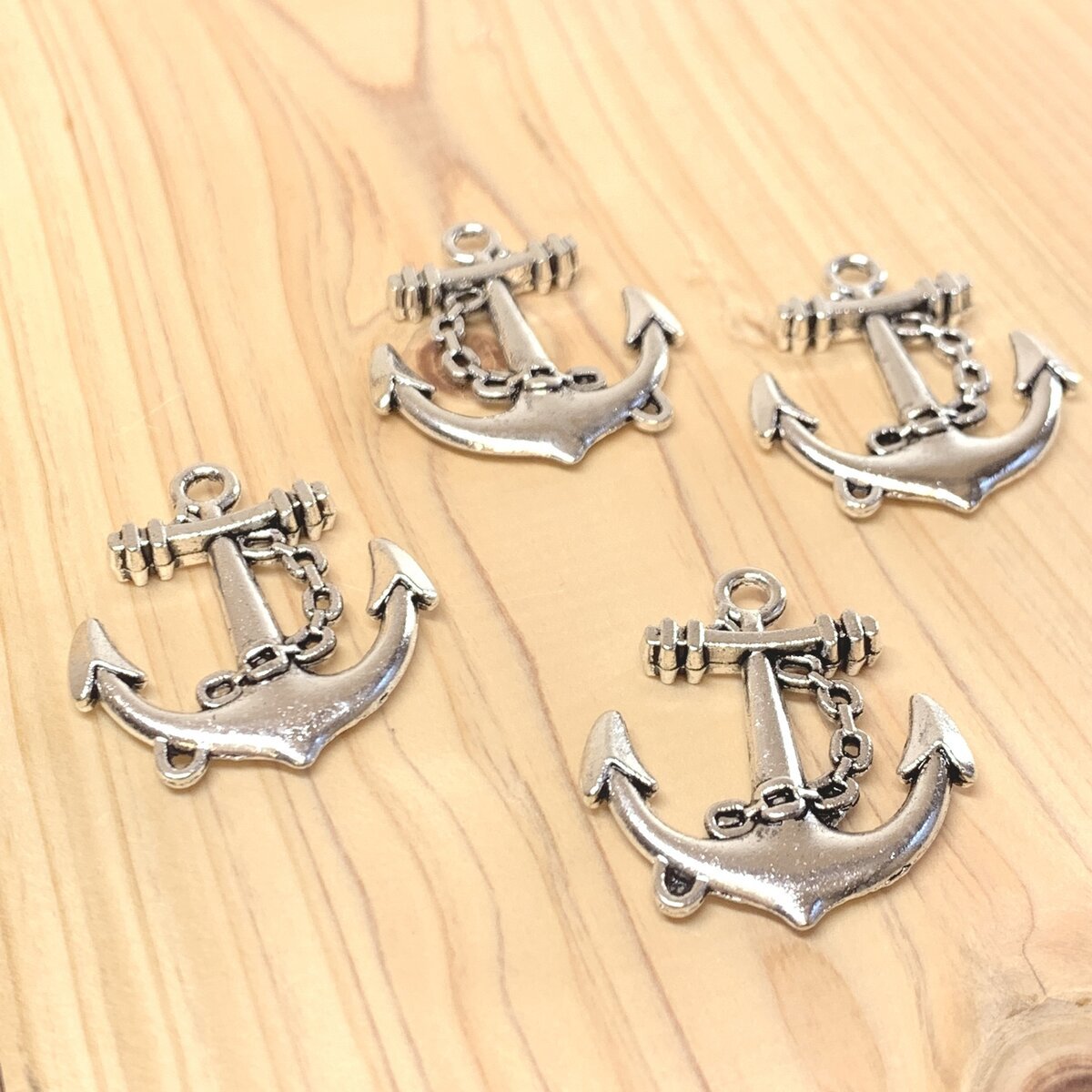 ハンドメイド クラフト パーツ チャーム マリン アンカーA 4個 アンティークシルバー拍卖