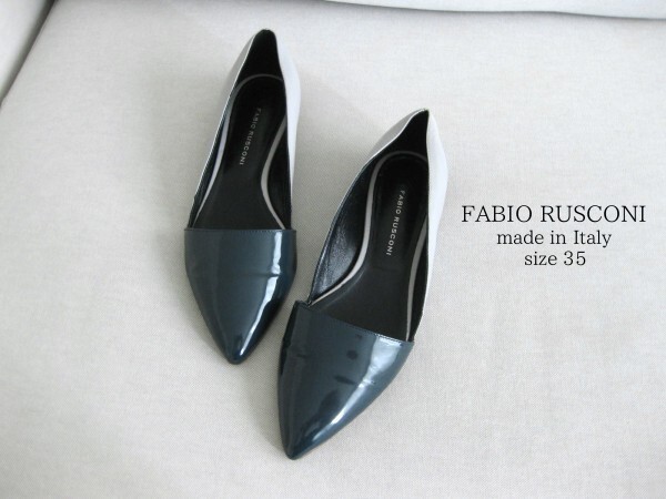 ☆ファビオルスコーニ☆フラットシューズ☆エナメル×レザー☆35(25.5cm)☆ポインテッド☆パンプス☆イタリア製☆FABIO RUSCONI拍卖