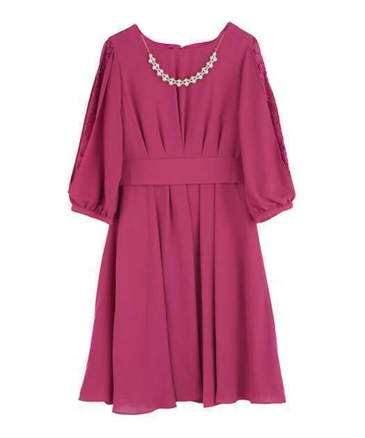 axes femme アクシーズファム タックデザインドレス 濃ピンク Mサイズ パーティー 結婚式 お嬢様スタイル ワンピース拍卖