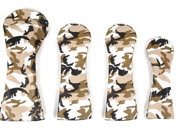 【未使用】 ゴルフヘッドカバー4個セット 迷彩茶色ウッドカバーセット DR1.FW2.UT1拍卖