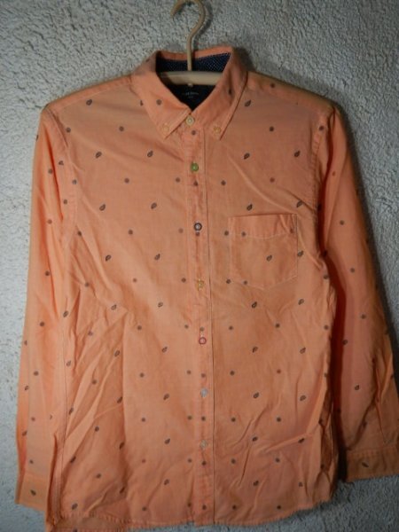 n9639 PLUS ONE プラス ワン ライトオン 長袖 総柄 ペイズリー デザイン ボタンダウン シャツ 人気 送料格安拍卖