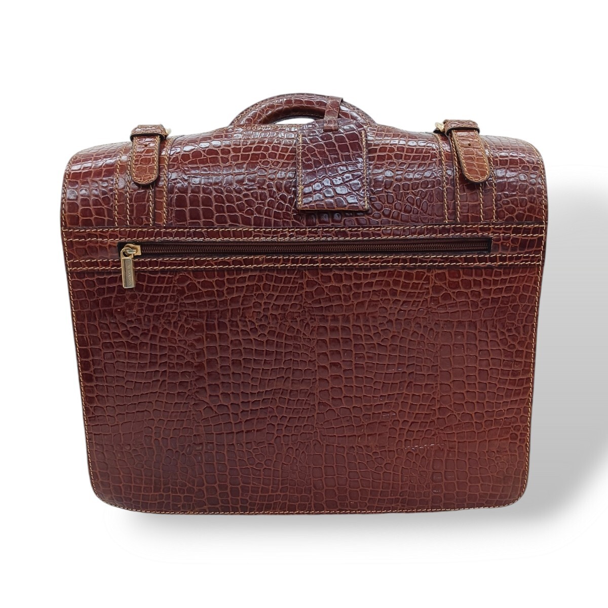 GIORGIO ARMANI ジョルジオアルマーニ クロコ ビジネスバッグ レザー ブリーフケース ブラウン系 ボストン トラベル 旅行 ケース拍卖