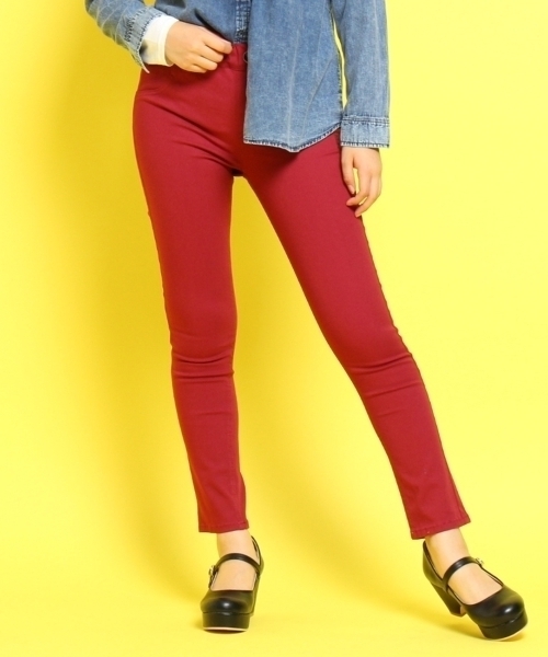 ラスト 新品 PINK-latte スキニーパンツ ボルドー XS(150cm) 定価3190円拍卖