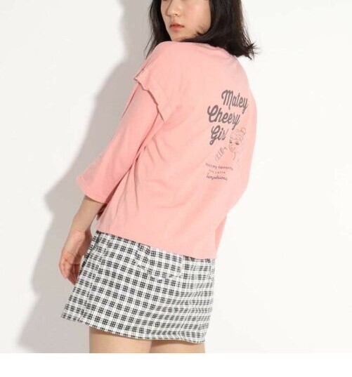 新品 PINK-latte ニコラ掲載袖フリル7分袖トップス ベビーピンク(071) 02(165cm) 定価2530円拍卖