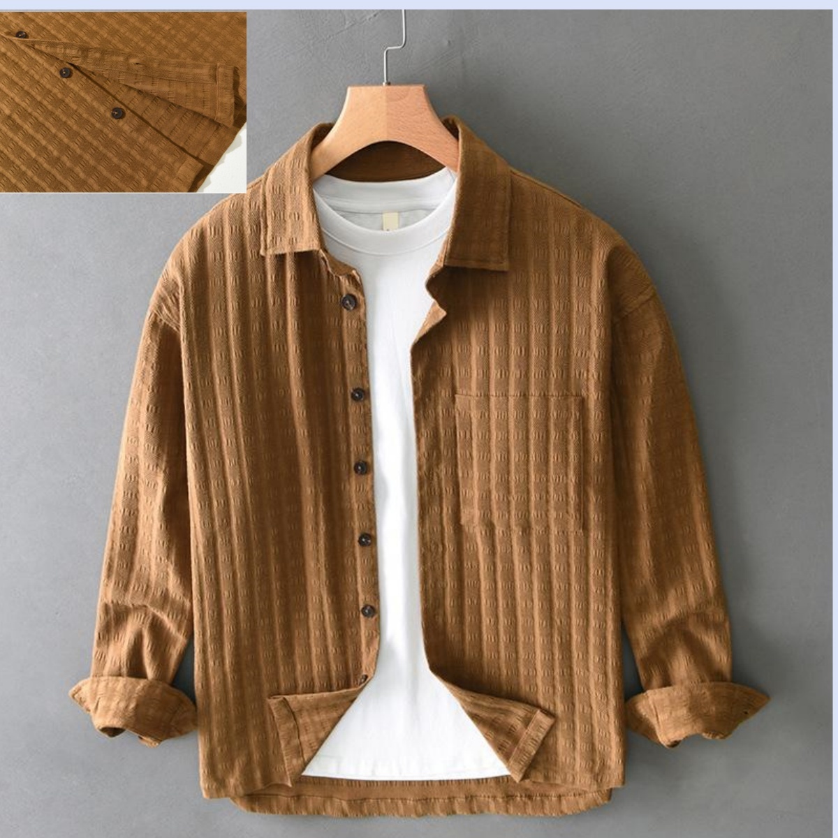 長袖シャツ トップス シャツ シャツジャケット 春秋冬 新品・メンズ コットンシャツ ウエスタンシャツ【T722新】珈琲色【M-4XL選択】拍卖