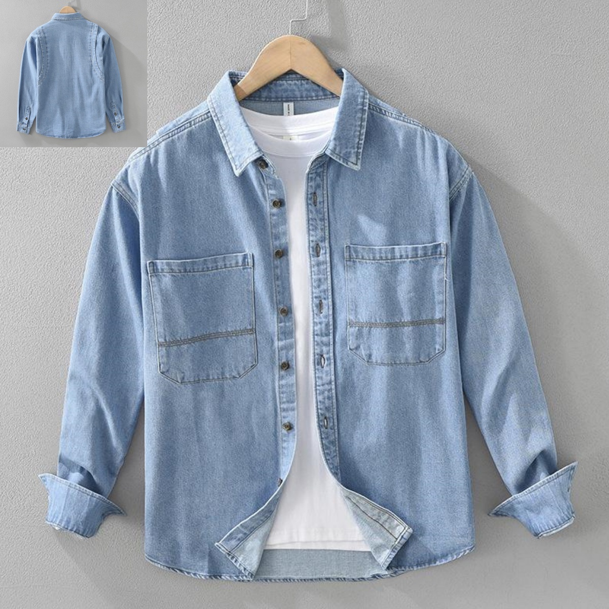 トップス 新品 デニムシャツ シャツジャケット ウエスタンシャツ 長袖シャツ 春秋冬 メンズシャツ お洒落【M8916】ブルー XL拍卖