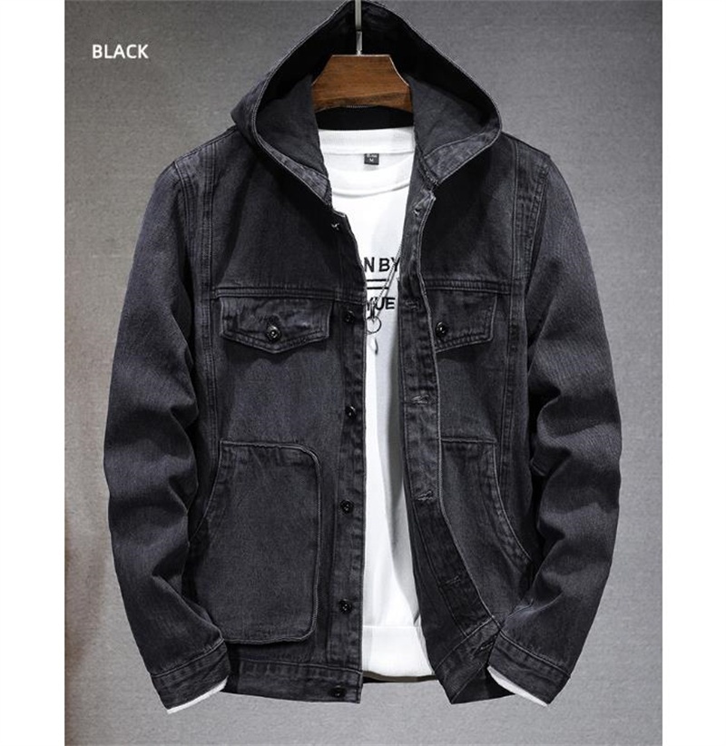 デニムジャケット 新品・メンズ ジージャン ジャンパー バイクジャケット フード付き パーカー【DS966#】クロ【M4XL選択】拍卖