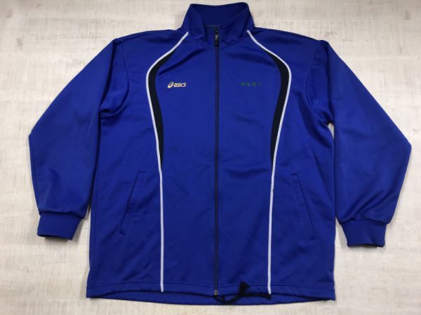 アシックス asics レトロ スポーツ YAMAGATA COM トレーニング プラクティス ジャージ トラック ジャケット メンズ ポリエステル100% O 青拍卖