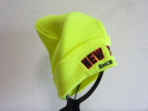 M NEW YORK SINCE 1625 W 男女兼用帽子 ニット帽 黄緑色 サイズ56cm〜59cm キャップ 帽子拍卖