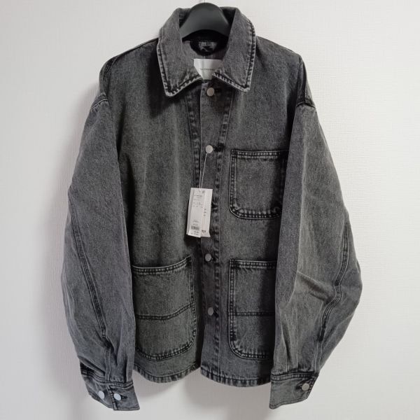 新品未使用 ウィーゴー WEGO ケミカルウォッシュ カバーオール L ブラックデニムジャケット Gジャン オーバーサイズ THE STANDARD メンズ拍卖