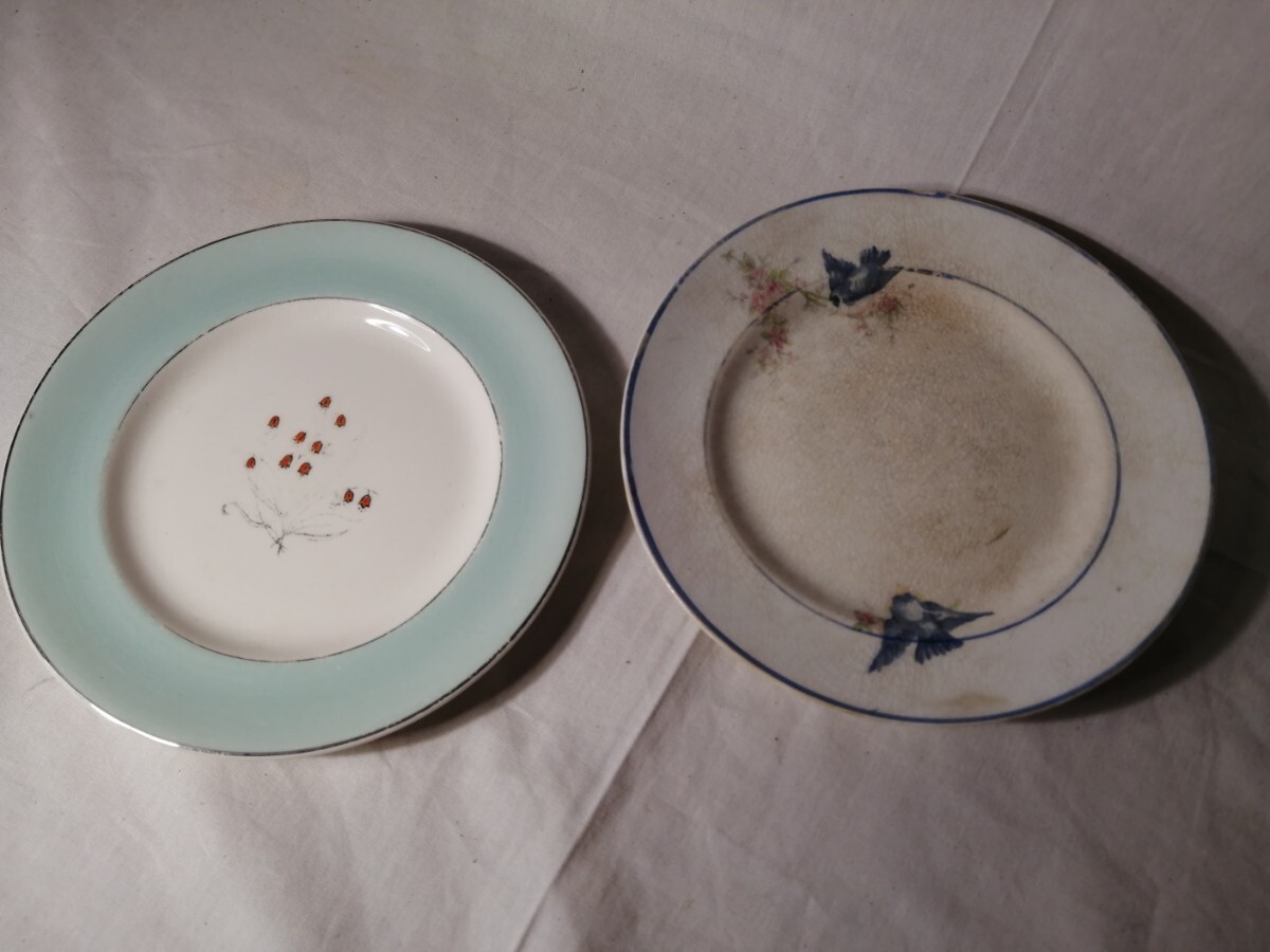 お皿 2枚 1950年代 イギリス 小花 小鳥 JONSON &BROS アンティーク 皿 洋食器 80SR33g1 拍卖