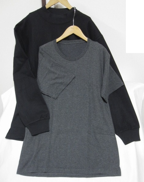 ☆2点セット メンズ ユニクロ UQL プルオーバー トレーナー & 半袖 Tシャツ/XL/黒&チャコールグレー☆拍卖