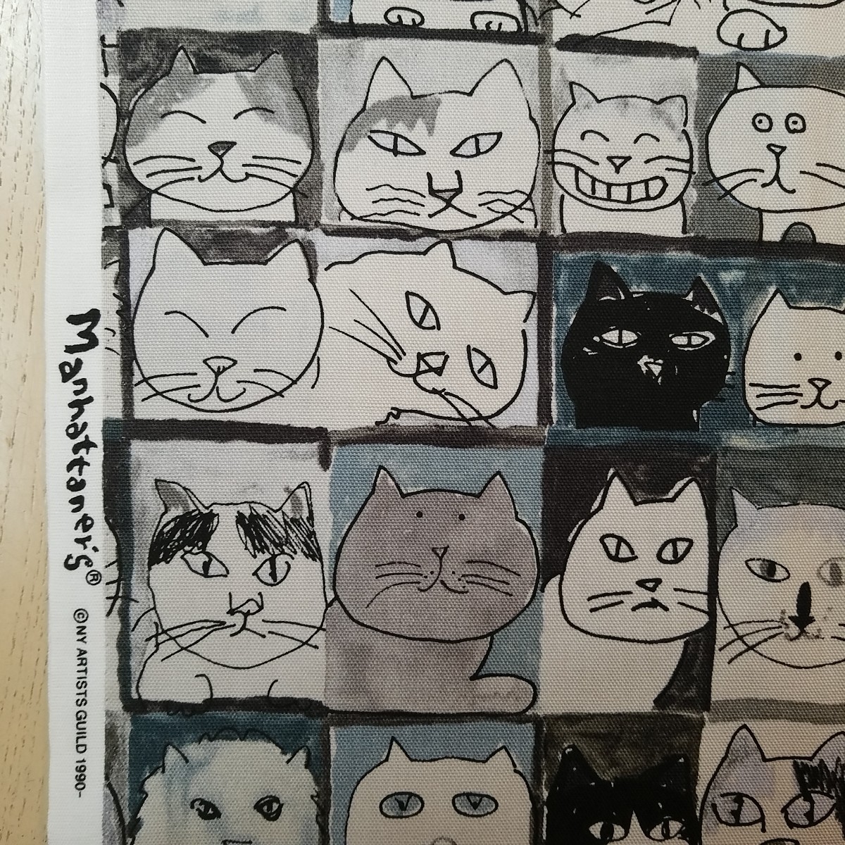 【カットクロス・50cm・モノトーン】Manhattaner's マンハッタナーズ オックス オックスフォード 猫社会 久下貴史 ねこ 猫 ネコ拍卖