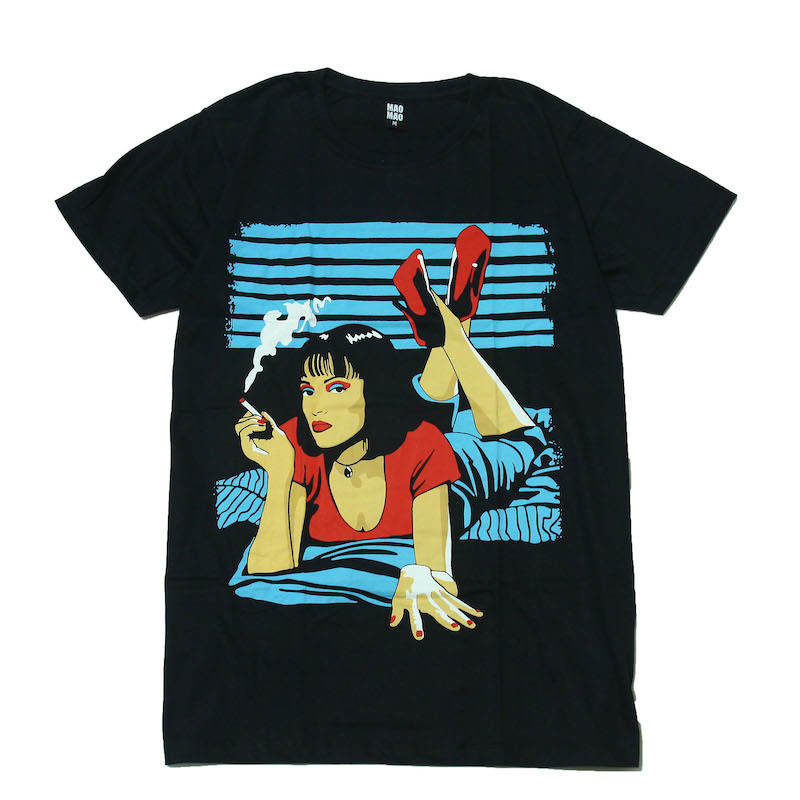 パルプフィクション 映画Tシャツ ミア ユマ・サーマン ストリート系 デザインTシャツ おもしろTシャツ メンズ 半袖★tsr0487-blk-l拍卖
