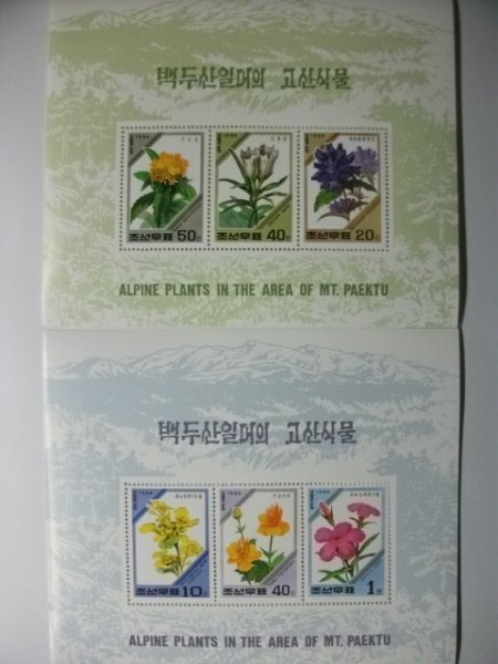 大特価!北朝鮮切手『白頭山植物』3枚:2シートセット 未使用 金日成 金正日 金正恩拍卖