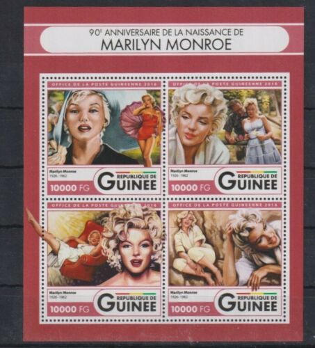ギニア切手『マリリン・モンロー生誕90周年』4枚シート 2016拍卖