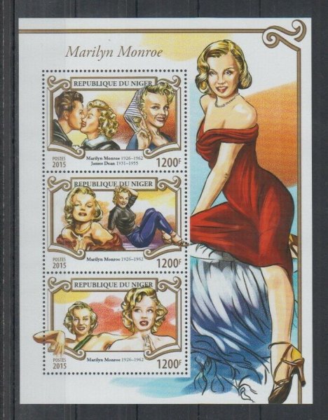 ニジェール切手『マリリン・モンロー』3枚シート 2015拍卖