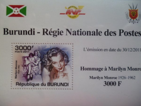 特価!(画像8枚) ブルンジ切手『マリリンモンロー』8シートセット 2011拍卖