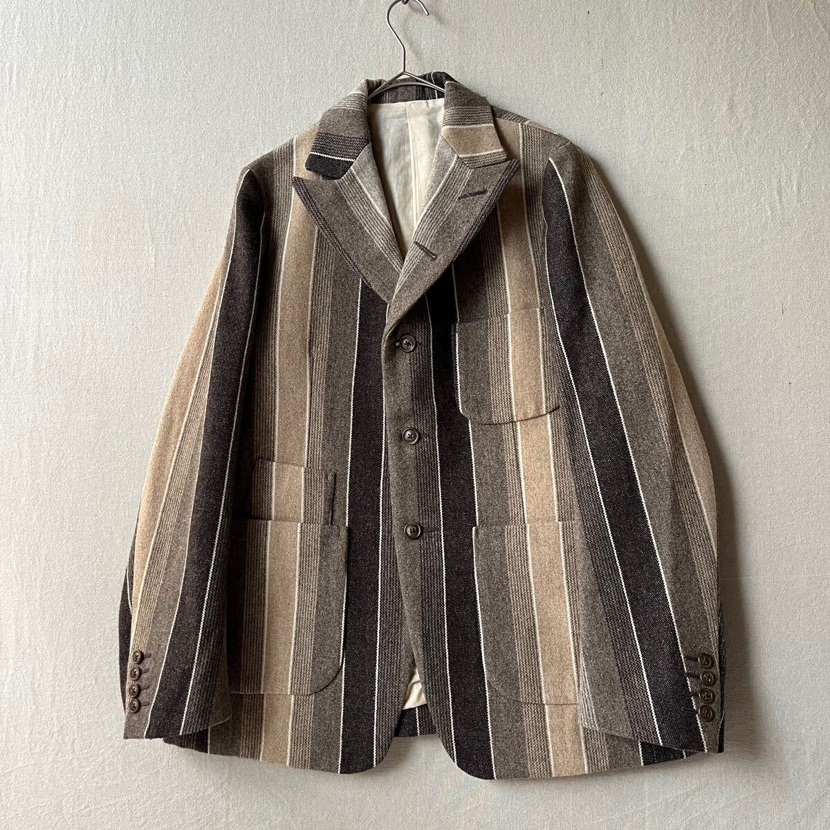 定価7万円 Needles アルパカ混 ウール ジャケット / S ブラウン ベージュ テーラード ピークドラペル NEPENTHES O4-08019-91419 sale拍卖