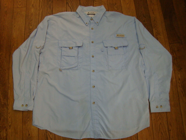 Columbia PFG ナイロン フィッシングシャツ L ブルー コロンビア 長袖 ボタンダウンシャツ ジャケット 釣り アウトドア拍卖