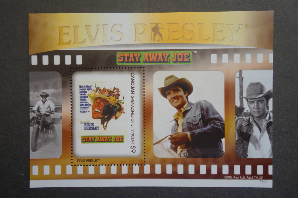 外国切手:(セントビンセント・グレナディーン諸島)カヌアン島切手 「映画に出演するエルビス・プレスリー」小型シート ② 未使用拍卖