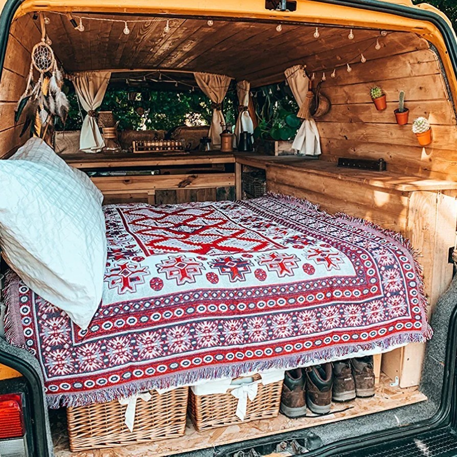 ブランケット ラグ ピクニックマット キャンプ アウトドア グランピング 車中泊 コット用 テント用 エスニック チェアカバー拍卖