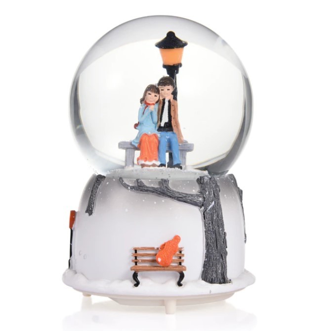 【B】雪片のクリスタルボールの音楽ボックス,ロマンチックな音楽のボール,明るい雪のグローブ,バレンタインデーのギフト拍卖