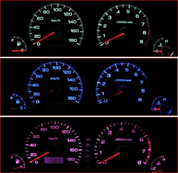 フォレスターSF5 スピードメーターLED照明1台分セット!ピンク拍卖