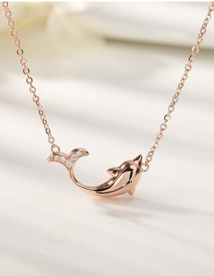 イルカ ネックレス S925 ピンクゴールド 42cm ハワイアン 新ファッション メッキ かわいい ステートメント ネックレス #C31-19拍卖